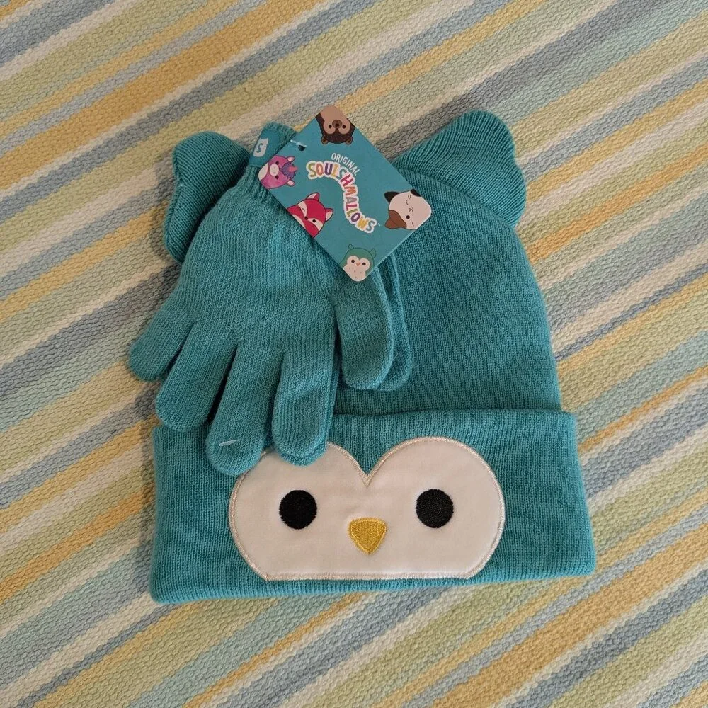⭐ NEW NWT Winston Squishmallow Hat & Gloves set size 4-16